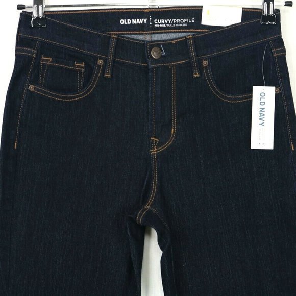Old Navy Famous Curvy Bootcut‎ Jeans Mid-Rise Stretch Dark 4 Short - Picture 5 of 9